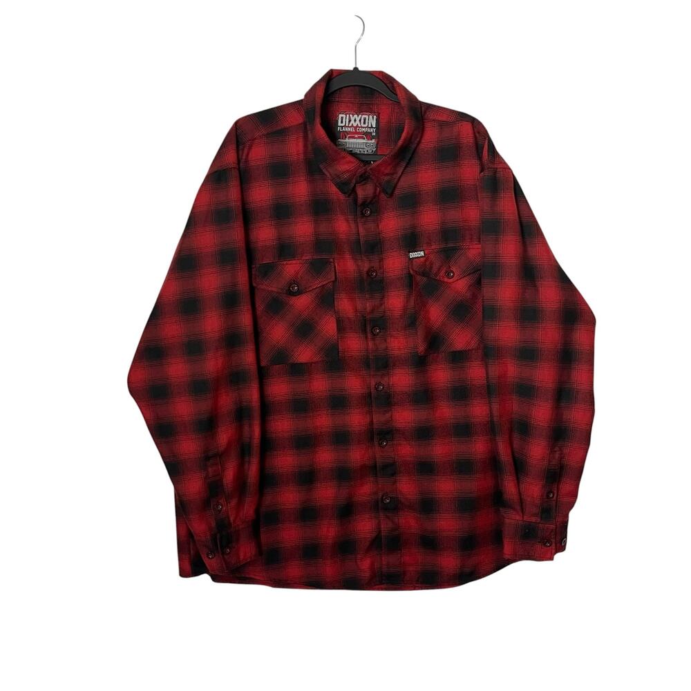 Dixxon The Watts Flannel Shirt Men 3X Red Black Plaid Button Up Long Sleeve